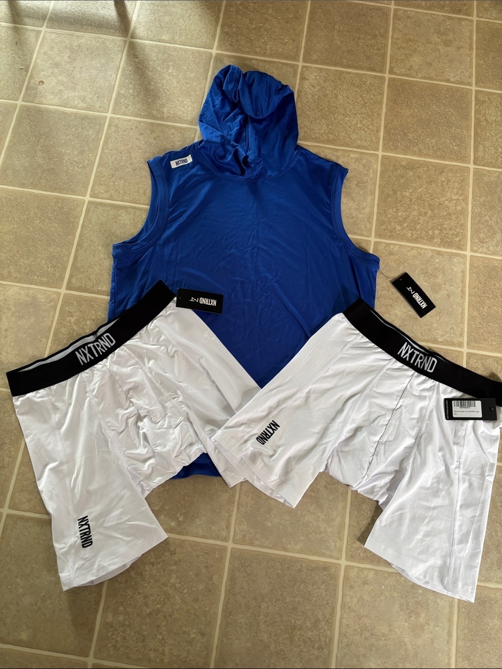 Blue Sleeveless Hooded Tank Top